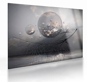Absztrakt gömbök képe (üvegen) (70x50 cm)