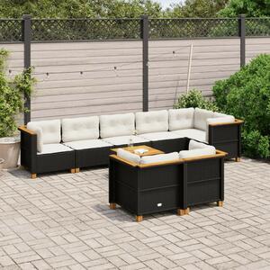 VidaXL 9 részes Kerti Ülőgarnitúra - Fekete Polyrattan