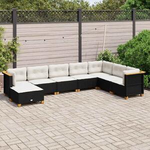 VidaXL 8 részes Kerti Ülőgarnitúra - Fekete Polyrattan