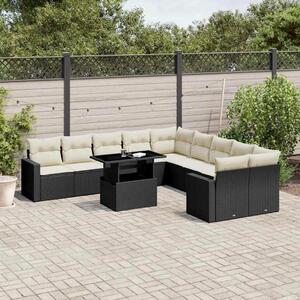 VidaXL Polyrattan Kerti Ülőgarnitúra - 11 részes - Fekete