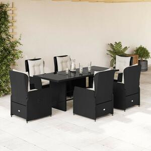 Polyrattan Kerti Étkezőgarnitúra - 7 részes - Fekete