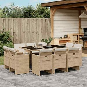 VidaXL Polyrattan Kerti Étkezőgarnitúra - 11 részes - Bézs