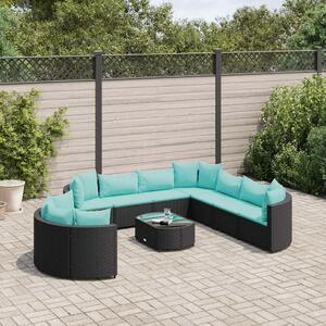 VidaXL Polyrattan Kerti Ülőgarnitúra - 10 részes - Fekete