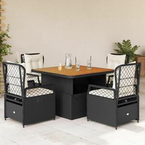 VidaXL 5 részes Kerti Étkezőgarnitúra - Fekete Polyrattan