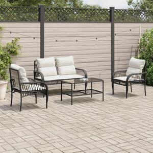 VidaXL Polyrattan Kerti Ülőgarnitúra - 4 részes, Fekete