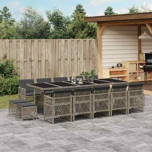 VidaXL Polyrattan Kerti Étkezőgarnitúra - 15 részes - Szürke