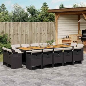 VidaXL 15 Fős Kerti Étkezőgarnitúra - Polyrattan - Fekete