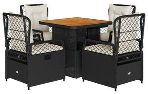 VidaXL Kerti Étkezőgarnitúra - 5 részes - Fekete Polyrattan