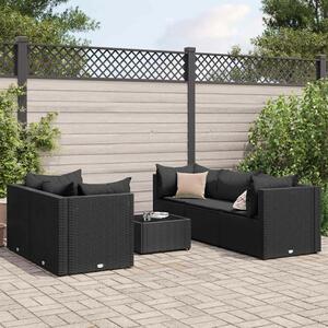 Polyrattan Kerti Ülőgarnitúra - 6 részes - Fekete