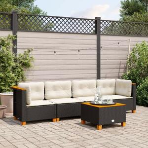5 részes Polyrattan Kerti Kanapé - Fekete