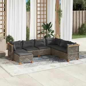 Polyrattan Kerti Ülőgarnitúra - 7 részes - Szürke