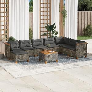 Polyrattan Kerti Ülőgarnitúra - 9 részes - Szürke