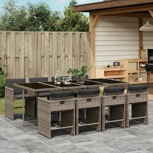 VidaXL 9 Személyes Polyrattan Kerti Étkezőgarnitúra - Szürke