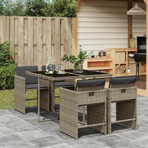 VidaXL Polyrattan Kerti Étkezőgarnitúra - 5 részes - Szürke