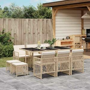 VidaXL Polyrattan Kerti Étkezőgarnitúra - 11 részes, Bézs