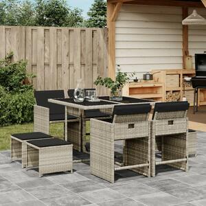 Vidaxl Polyrattan Kerti Étkezőgarnitúra - 9 részes, Világosszürke