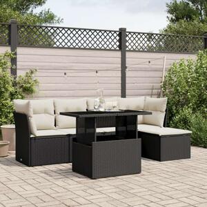 VidaXL Polyrattan Kerti Ülőgarnitúra - 6 részes, Fekete
