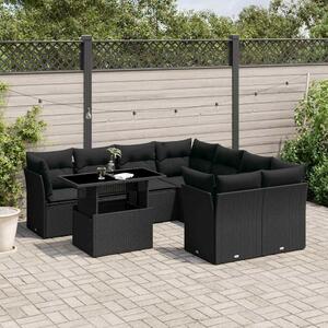 VidaXL Polyrattan Kerti Ülőgarnitúra - 9 részes - Fekete