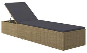RelaxDays Polyrattan Napozóágy - Barna/Sötétszürke - 198cm
