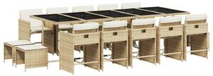 VidaXL Polyrattan Kerti Étkezőgarnitúra - 15 részes - Bézs