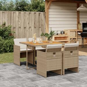 Polyrattan Kerti Étkezőgarnitúra - 5 részes - Bézs