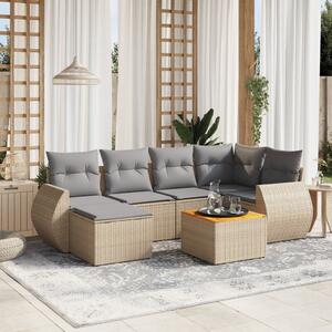 VidaXL Polyrattan Kerti Ülőgarnitúra - 7 részes - Bézs