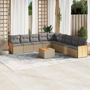 VidaXL Polyrattan Kerti Ülőgarnitúra - 10 részes - Bézs