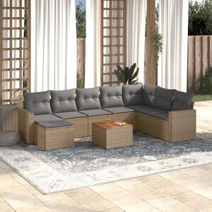 VidaXL Polyrattan Kerti Ülőgarnitúra - 9 részes - Bézs