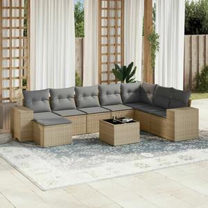 VidaXL Polyrattan Kerti Ülőgarnitúra - 9 részes, Bézs