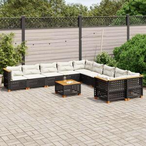 VidaXL Polyrattan Kerti Ülőgarnitúra - 11 részes - Fekete