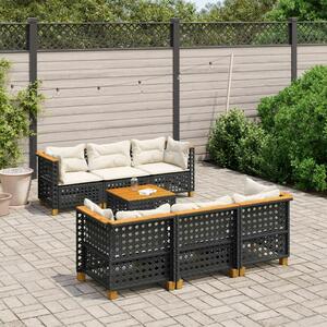 VidaXL Polyrattan Kerti Ülőgarnitúra - 7 részes - Fekete