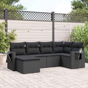 Polyrattan Kerti Ülőgarnitúra - 6 részes - Fekete