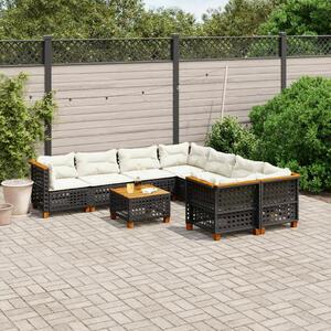 VidaXL Polyrattan Kerti Ülőgarnitúra - 9 részes - Fekete