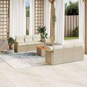 VidaXL Polyrattan Kerti Ülőgarnitúra - 7 részes - Bézs
