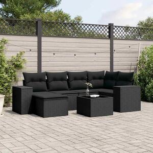 VidaXL Polyrattan Kerti Ülőgarnitúra - 7 részes - Fekete