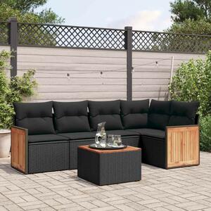VidaXL 6 részes Kerti Ülőgarnitúra - Fekete Polyrattan