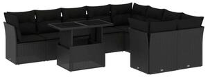 VidaXL Polyrattan Kerti Ülőgarnitúra - 10 részes - Fekete