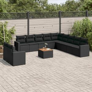 VidaXL Polyrattan Kerti Ülőgarnitúra - 12 részes - Fekete