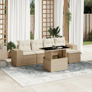 VidaXL Polyrattan Kerti Ülőgarnitúra - 6 részes - Bézs