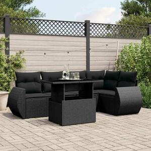 VidaXL Polyrattan Kerti Ülőgarnitúra - 6 részes - Fekete