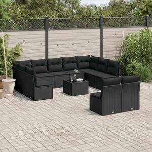 VidaXL Polyrattan Kerti Ülőgarnitúra - 12 részes - Fekete