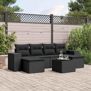VidaXL Polyrattan Kerti Ülőgarnitúra - 7 részes - Fekete