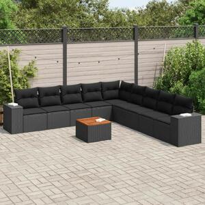 VidaXL Polyrattan Kerti Ülőgarnitúra - 10 részes - Fekete