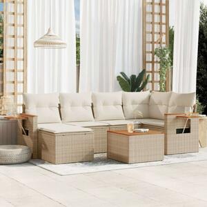 VidaXL Polyrattan Kerti Ülőgarnitúra - 7 részes - Bézs