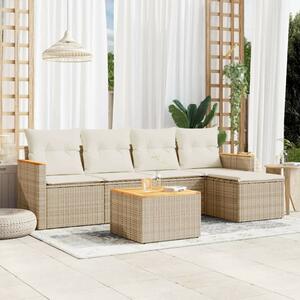 VidaXL Polyrattan Kerti Ülőgarnitúra - 6 részes - Bézs