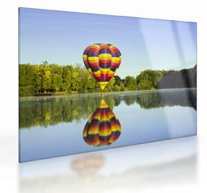 Hőlégballon a tónál képe (üvegen) (70x50 cm)