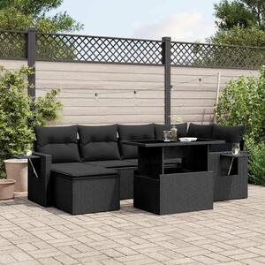 VidaXL Polyrattan Kerti Ülőgarnitúra - 7 részes - Fekete