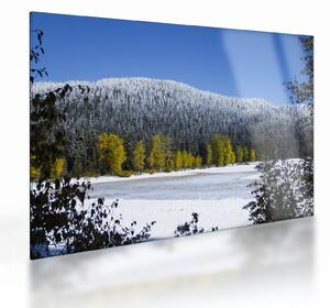 Kép - havas hegyek télen (üvegen) (70x50 cm)