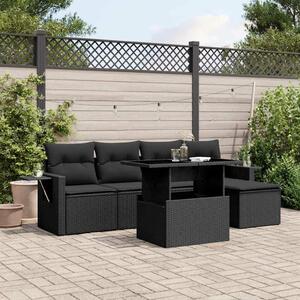 Polyrattan Kerti Ülőgarnitúra - 6 részes - Fekete