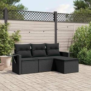 VidaXL Polyrattan Kerti Ülőgarnitúra - 4 részes - Fekete